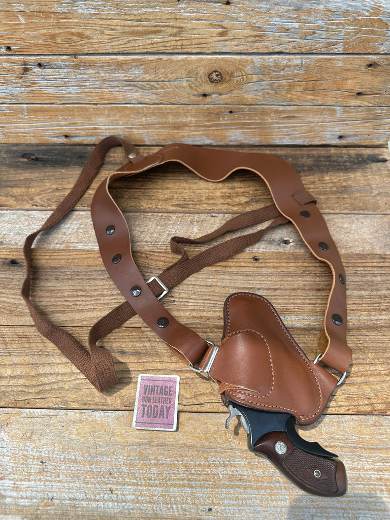 Vintage Bianchi Brown Leather Upside Down Shoulder Holster For S&W 36 Chief 2"