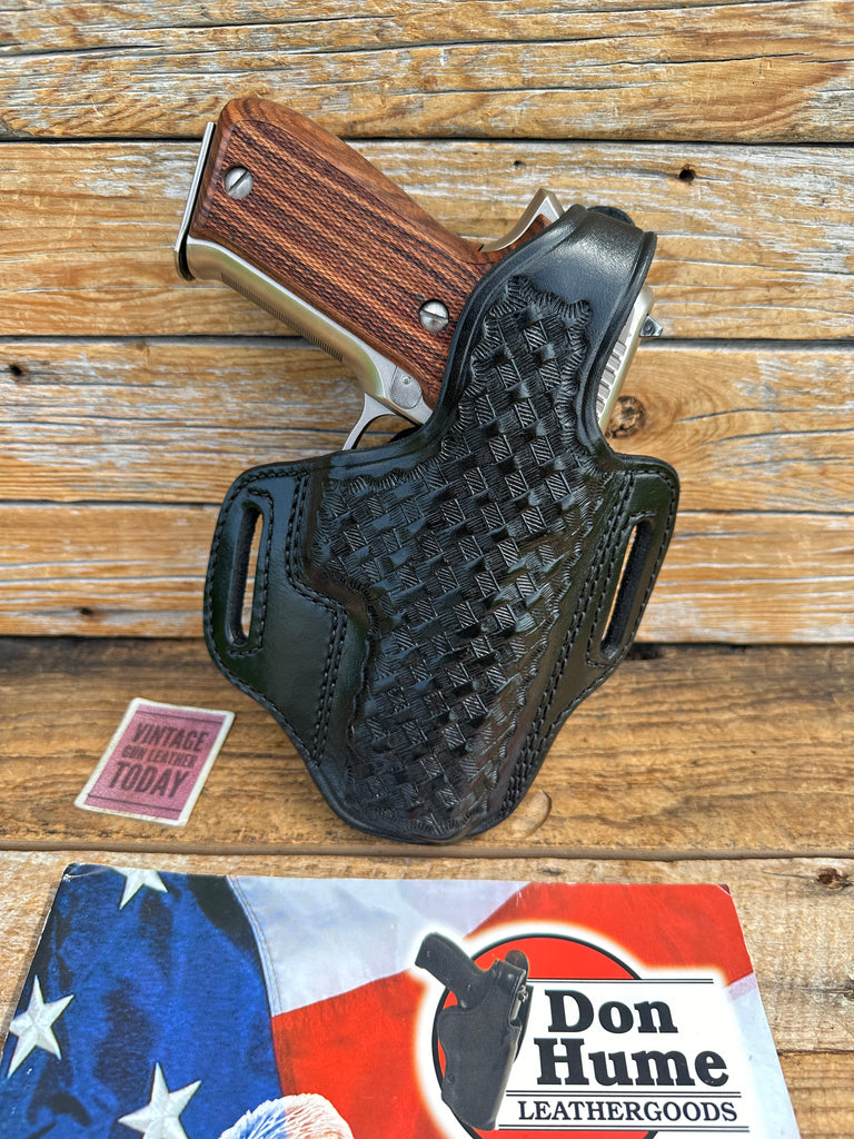 Vintage Don Hume Black Basket Leather H721 30-1 OWB Holster For Sig P220 P226
