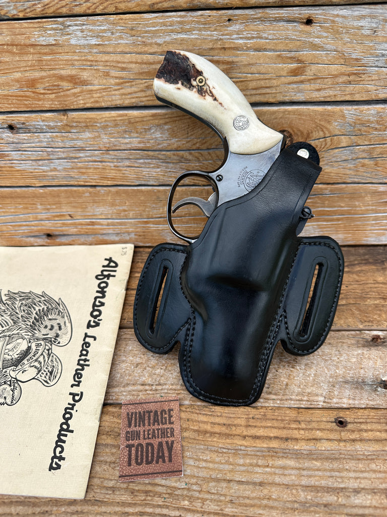 Vintage Alfonsos Black Leather OWB Holster for S&W K Frame 2 1/2 Revolver Right