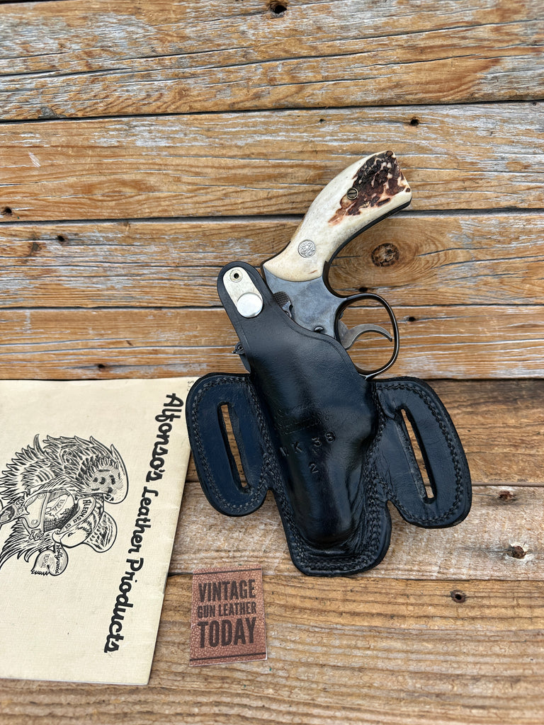 Vintage Alfonsos Black Leather OWB Holster for S&W K Frame 2 1/2 Revolver Right