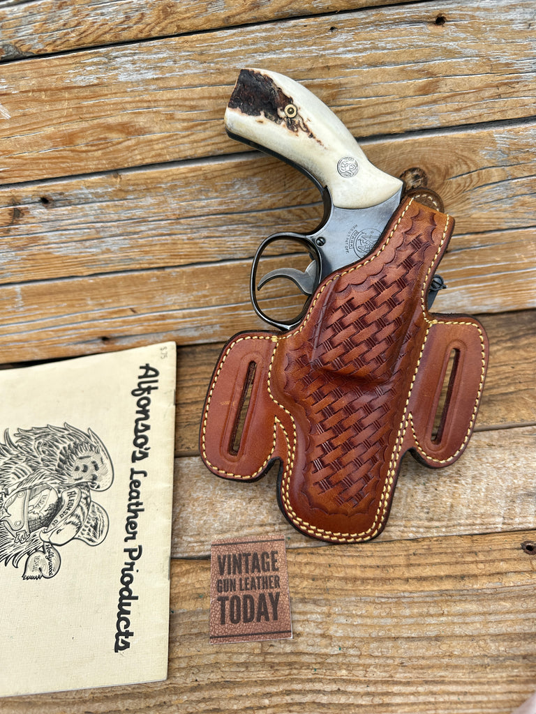 Alfonso's Brown Basketweave Leather Suede Lined Holster for S&W K Frame 2 1/2"