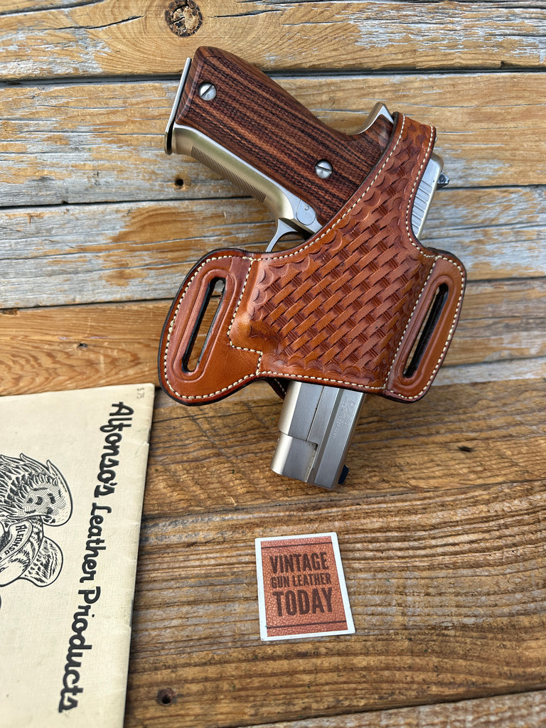 Alfonso's Brown Basketweave Leather Suede Lined Holster For Sig P226 P220
