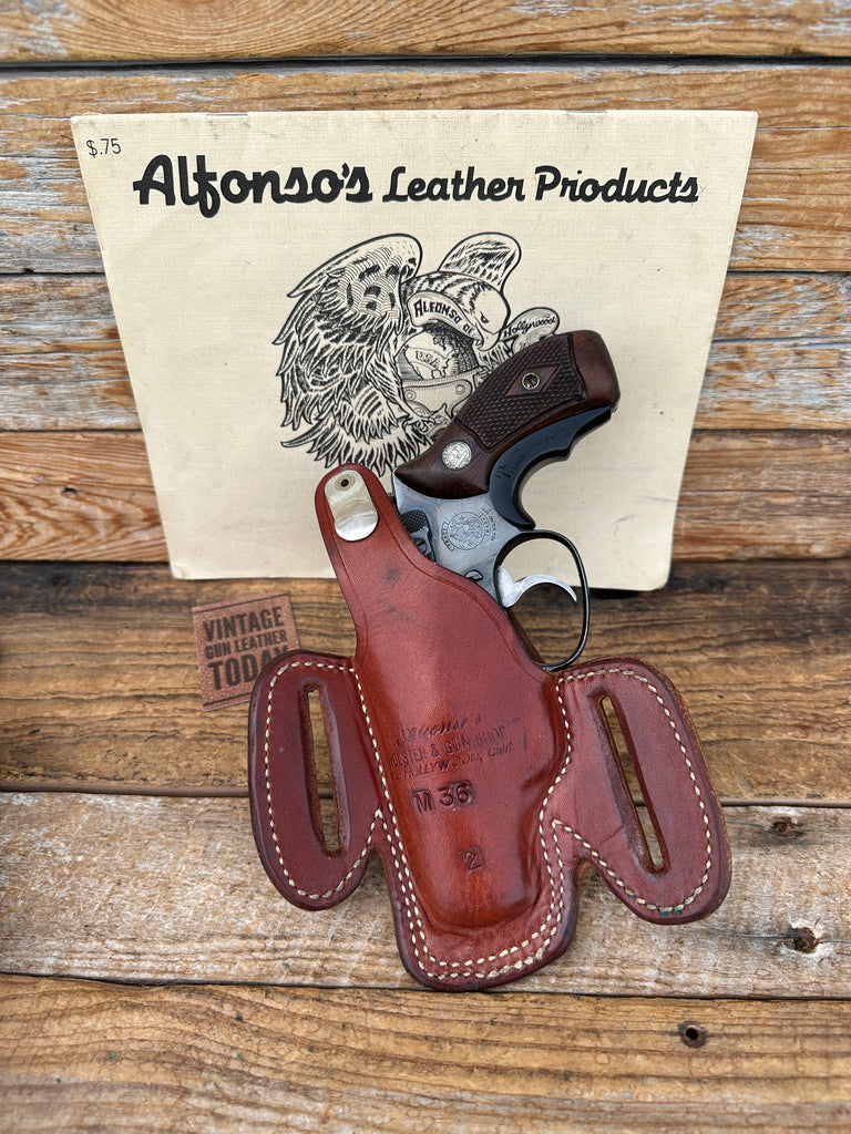 Alfonsos Brown Basket Stamped Leather Holster For S&W Model 36 Chief Special