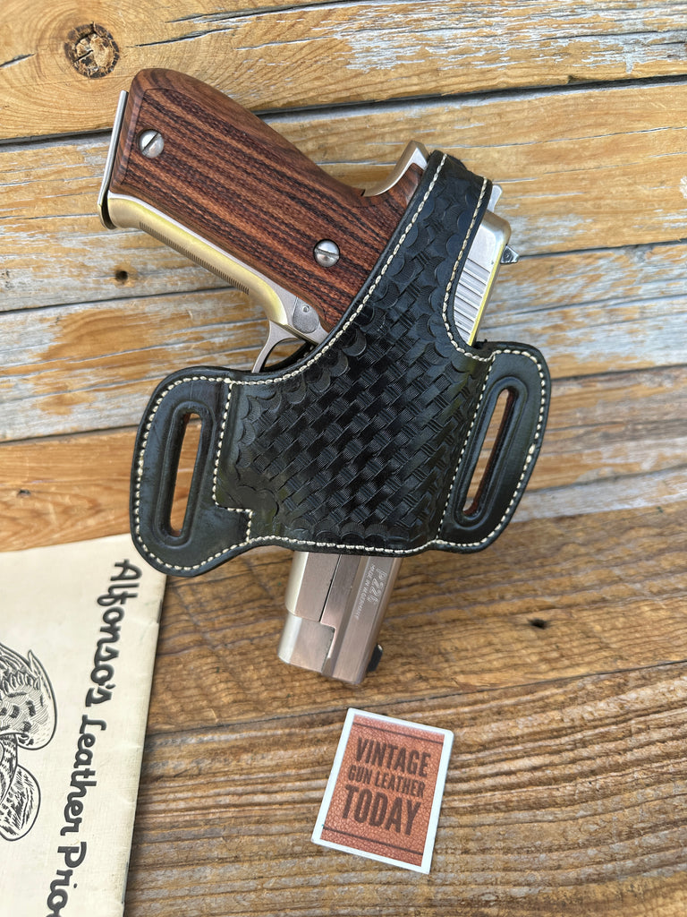 Alfonso's Black Basketweave Leather Suede Lined Holster For Sig P226 P220