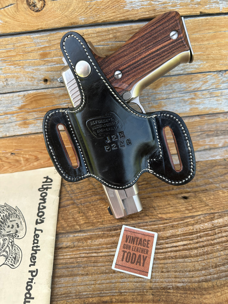 Alfonso's Black Basketweave Leather Suede Lined Holster For Sig P226 P220