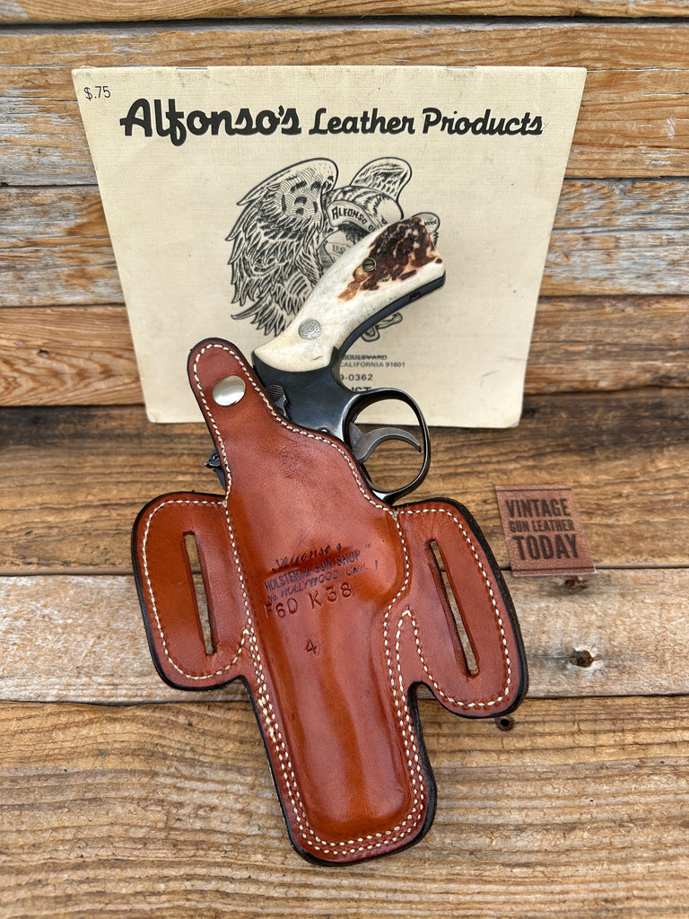 Alfonsos F60 Brown Basketweave Leather Lined Holster For S&W K Revolver 4"