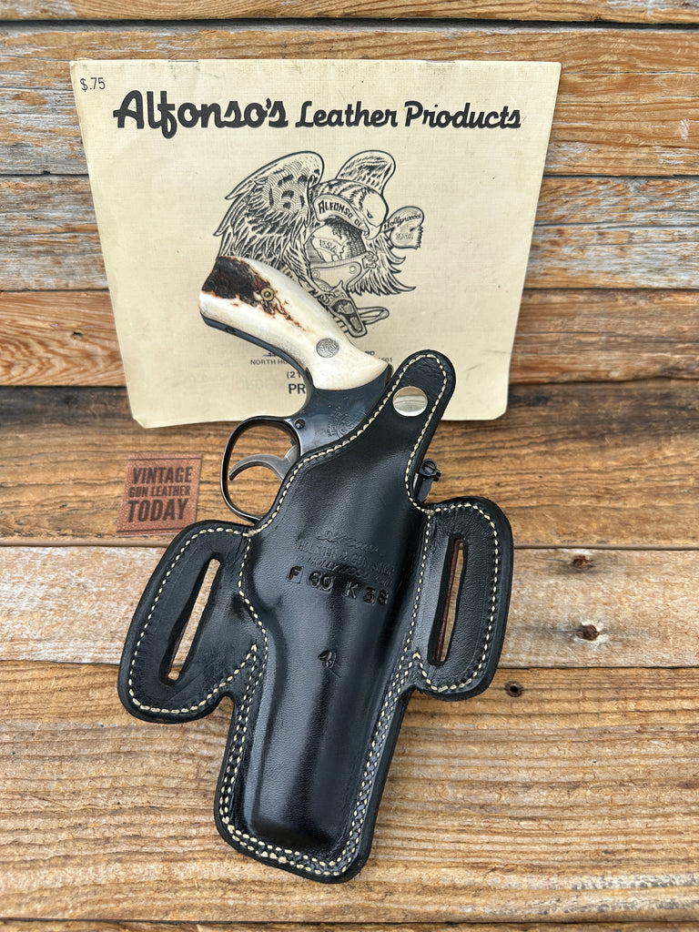 lfonsos F60 Plain Black Leather Lined Holster For S&W K Revolver 4" 10 12 15 19