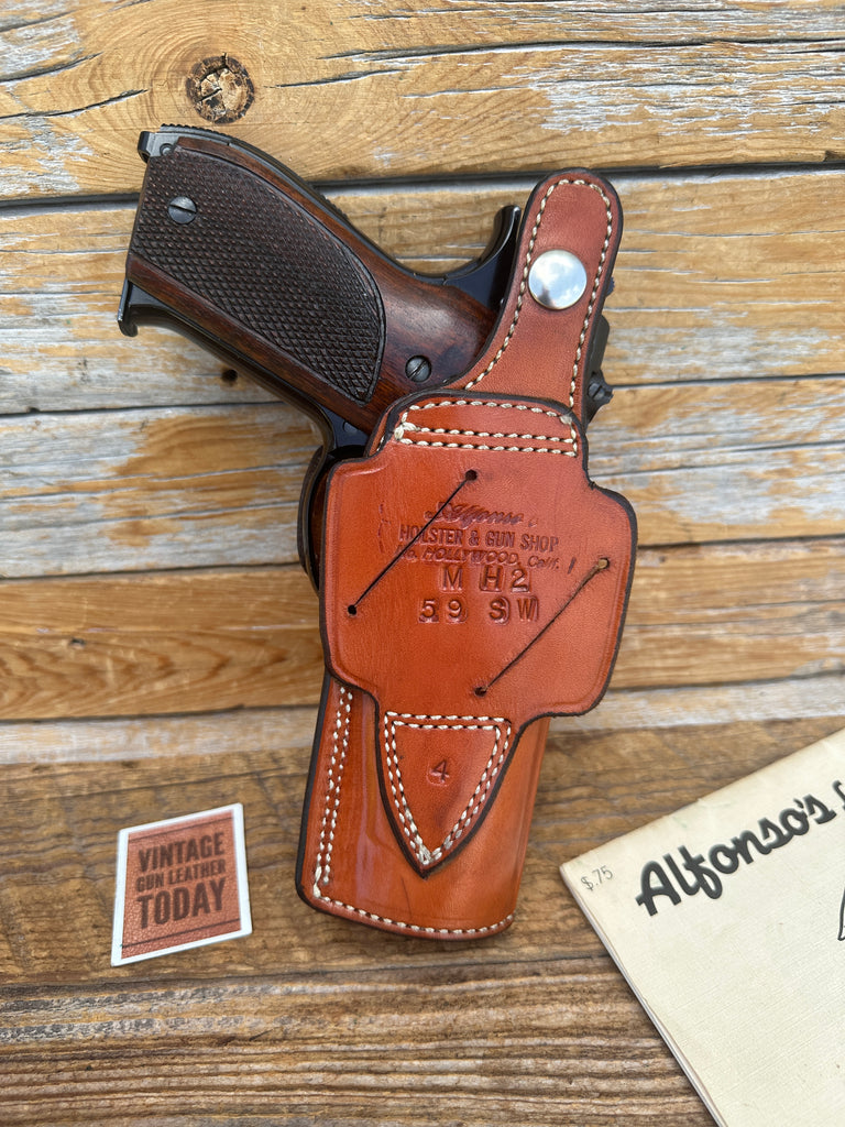 Alfonsos Brown Basket Leather Lined Strong / Cross Draw Holster for S&W 39 59