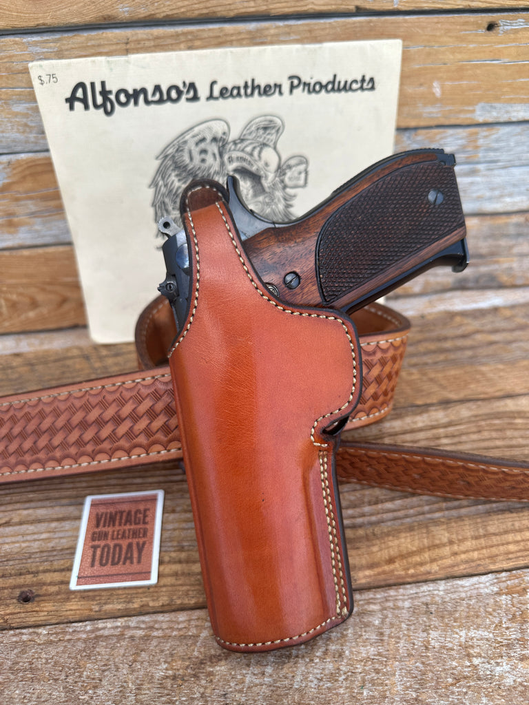 Alfonsos Brown Leather Suede Lined Strong Cross Draw Holster for S&W Model 59