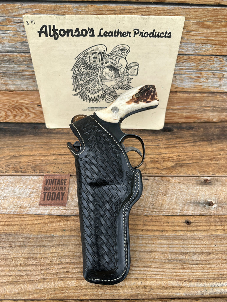 Alfonsos Black Basketweave Leather Lined Holster For S&W K Frame 4" Revolver LD