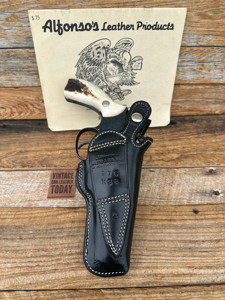 Alfonsos Black Basketweave Leather Lined Holster For S&W K Frame 4" Revolver LD