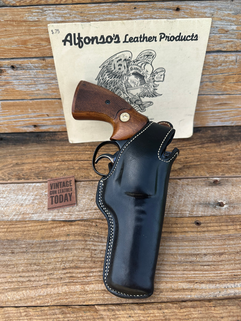 Alfonso's Black Leather Suede Lined Holster For Colt S&W 586 L Frame Revolver 4"