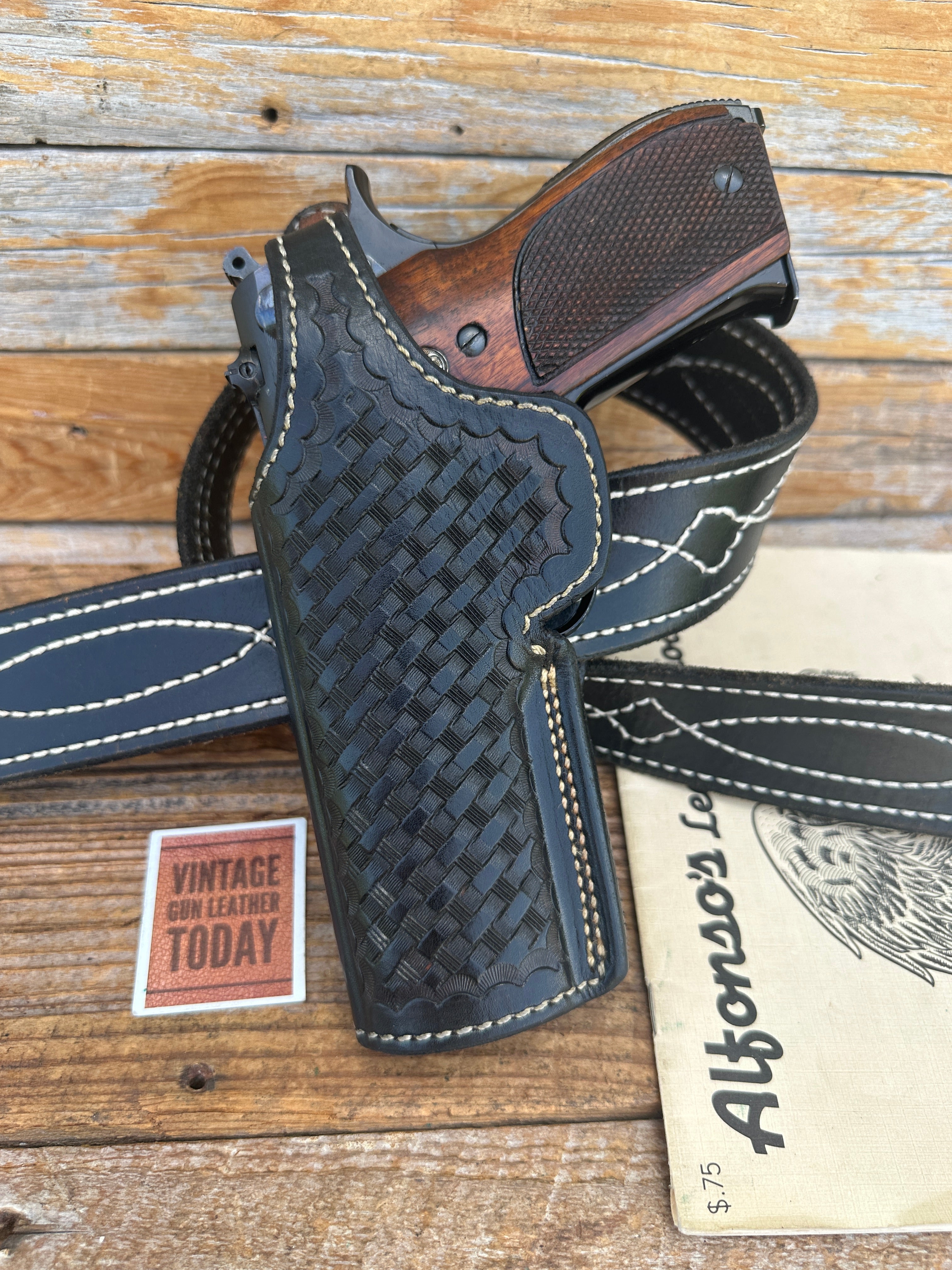 Alfonsos Black Basket Leather Lined Strong Cross Draw Holster for S&W ...