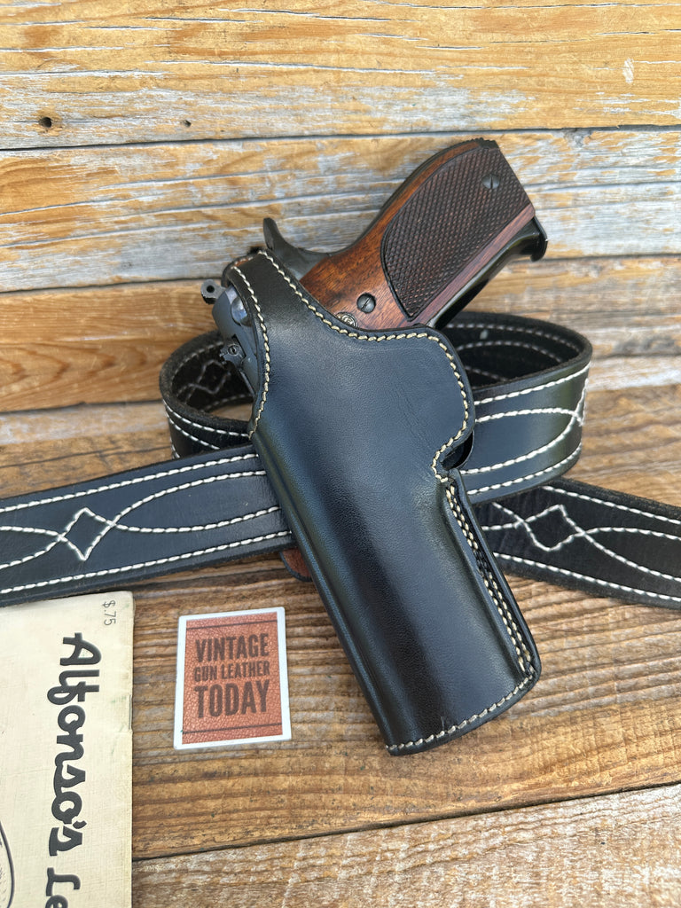 Alfonsos Black Leather Suede Lined Strong Cross Draw Holster for S&W Mod 59 39