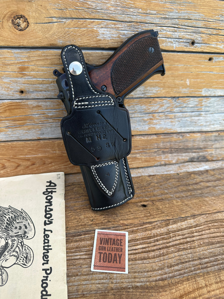 Alfonsos Black Basketweave Leather Lined Strong Cross Draw Holster for S&W 59 39