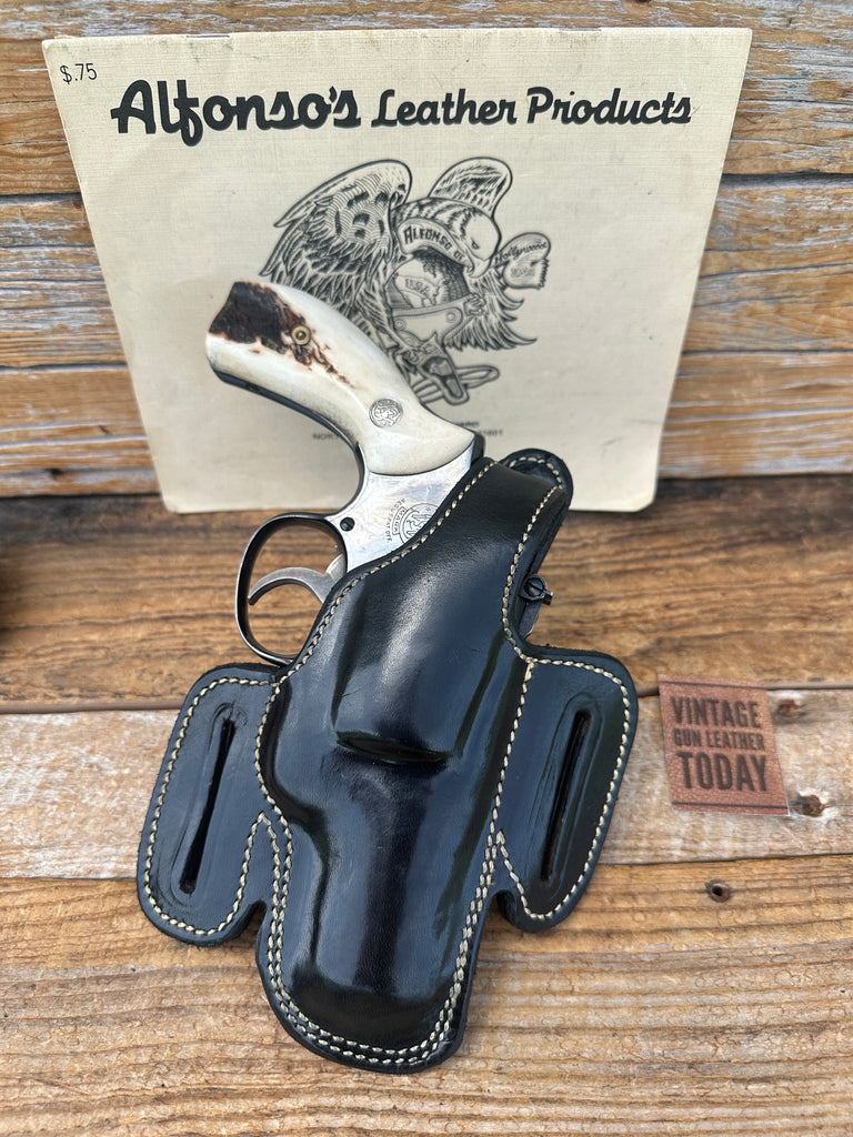 Alfonso's Plain Black Leather Lined Holster for S&W K 10 19 Frame 2 1/2 Revolver