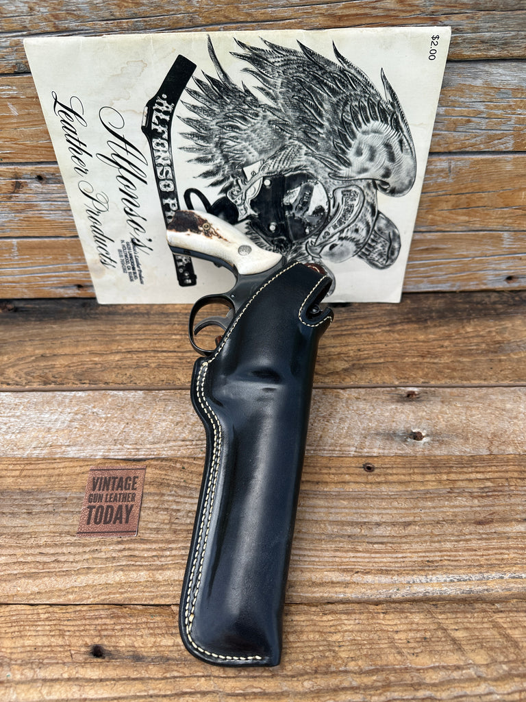 Alfonsos G77 Plain Black Leather Lined Holster for 6" Medium K Frame Revolver SL