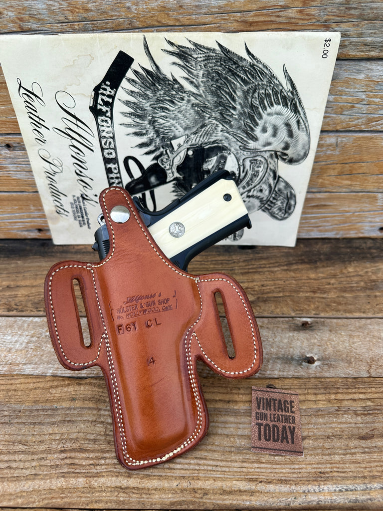 Alfonsos Brown Basket Leather Suede Lined Holster for Colt 45 1911 Commander