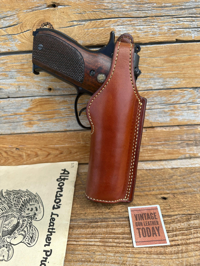Vintage Alfonso's Plain Brown Smooth Leather Lined Holster For Model 59 39 Round