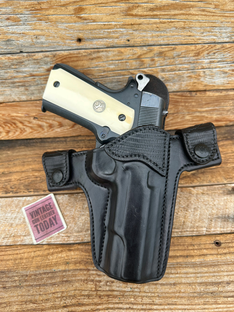 TJ Edmond Black Leather OWB w/ Exotic Caiman Trim For Colt 45 5" 1911 Government