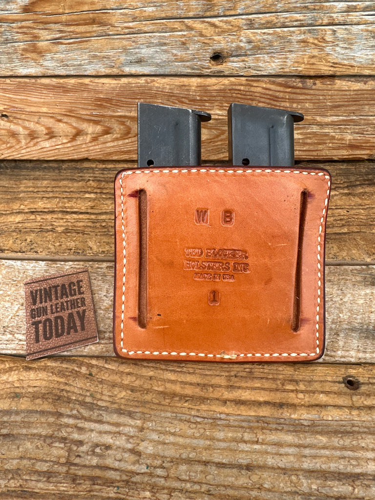Vintage Ted Blocker Brown Leather Stamped Double Magazine Carriuer For Colt 1911
