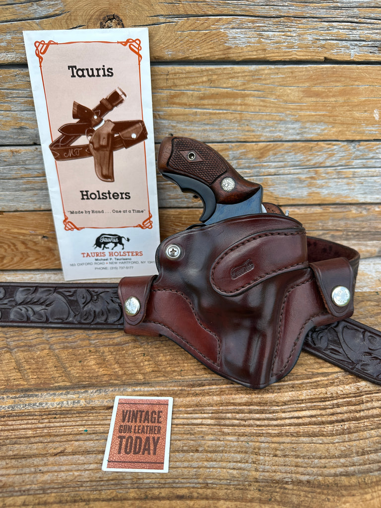 TAURIS Snap Mount Brown Leather OWB Holster For S&W J Frame Revolver 36 60