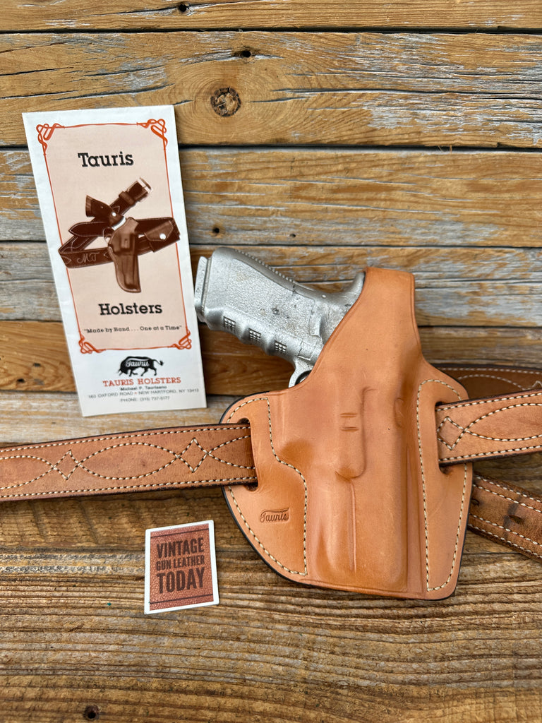 Custom Tauris Brown Leather High Ride Thumb Break OWB Holster for Glock 17 22 31