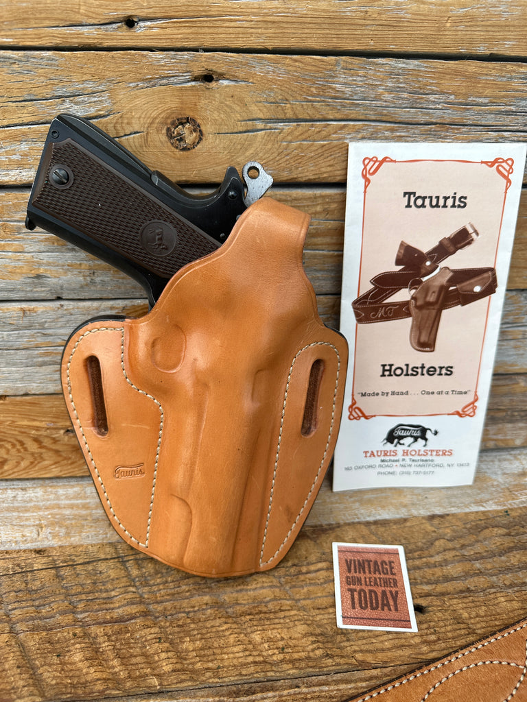 Custom Tauris Brown Leather High Ride Thumb Break Holster for Colt 45 1911 5"