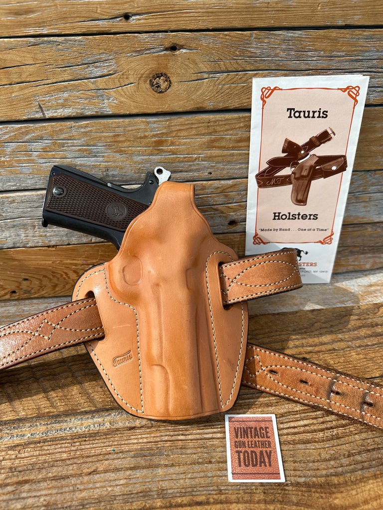 Custom Tauris Brown Leather High Ride Thumb Break Holster for Colt 45 1911 5"