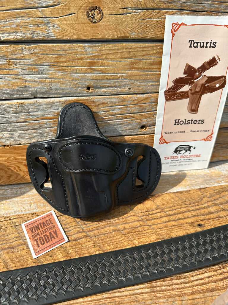 TAURIS Reinforced High Ride OWB Black Leather Holster For Springfield Hellcat