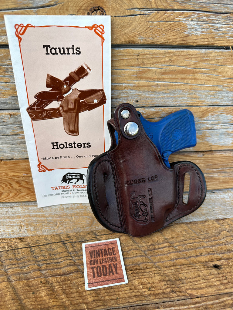 Custom Tauris Brown Leather High Ride Thumb Break Holster for Ruger LCP Right
