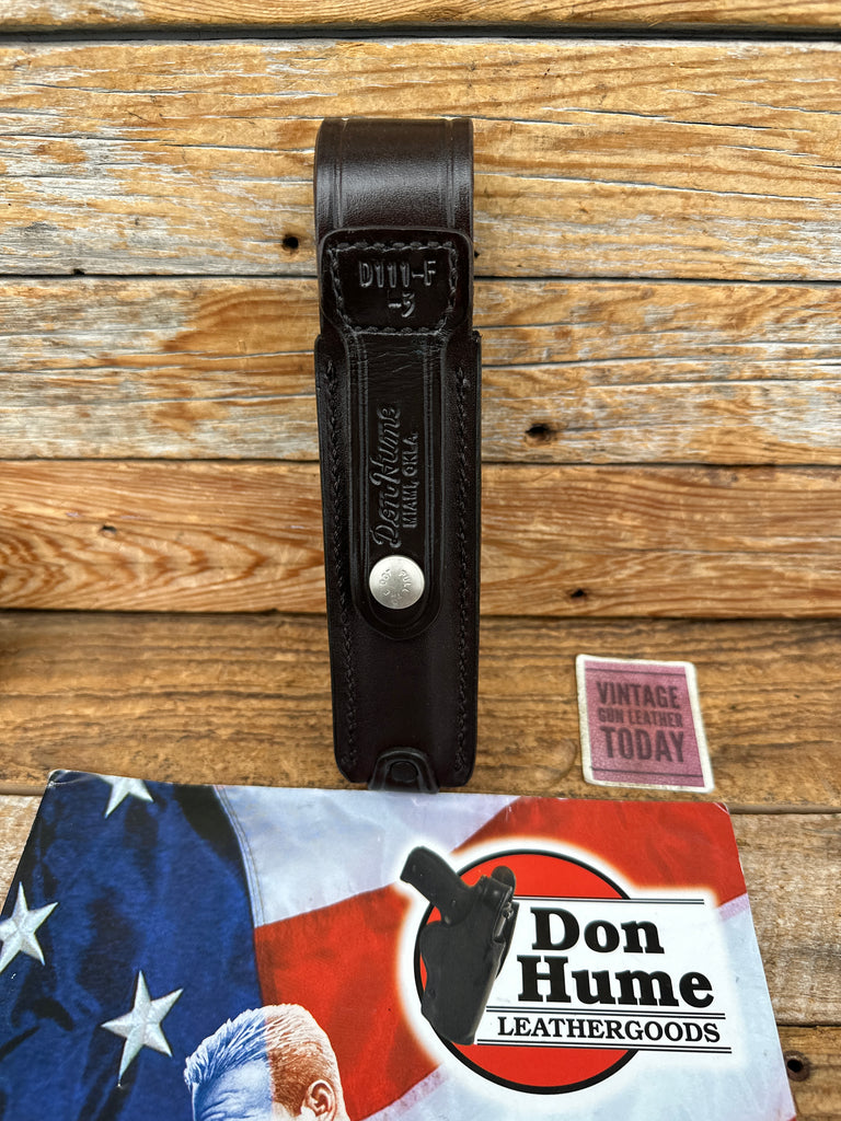 Don Hume D111 Plain Black Leather Duty Flashlight Holder w/ Brass  7 1/4" x  1"