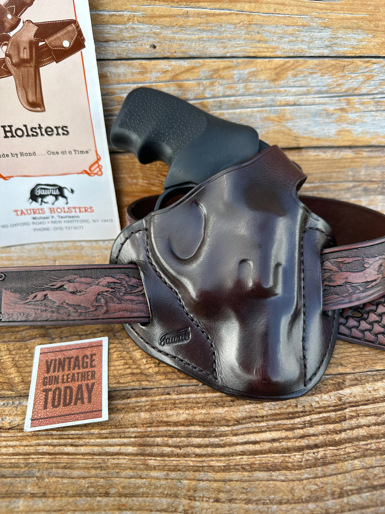 Custom Tauris Brown Leather High Ride Thumb Break Holster for Ruger LCR Right
