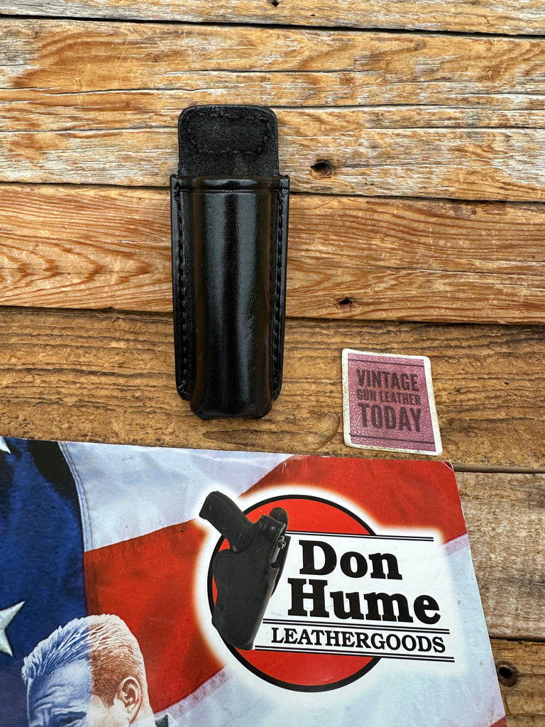 Don Hume Black Leather Tac Flashlight Open Top Carrier 1" Diameter x 3 3/4" Long