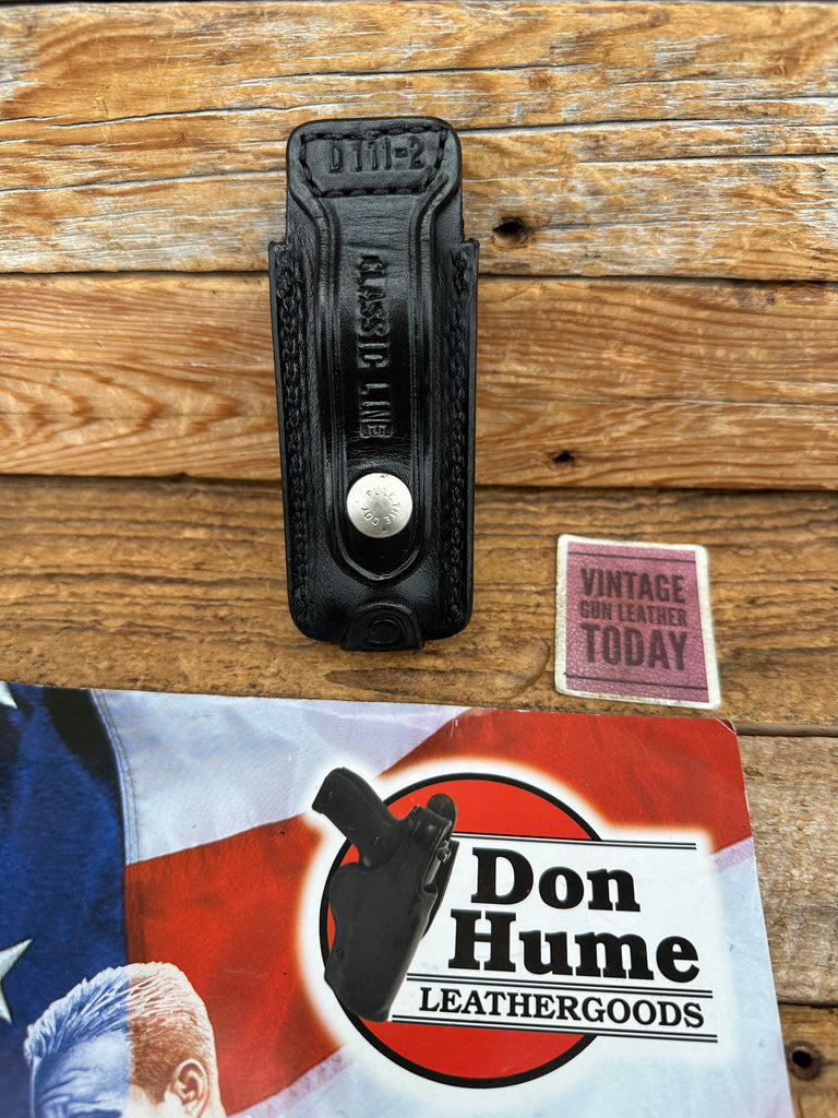 Don Hume Black Leather Tac Flashlight Open Top Carrier 1" Diameter x 3 3/4" Long