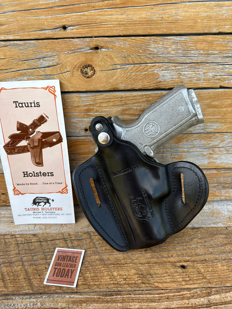 Custom Tauris Black Leather High Ride OWB Holster for Beretta 8000 Cougar  Right
