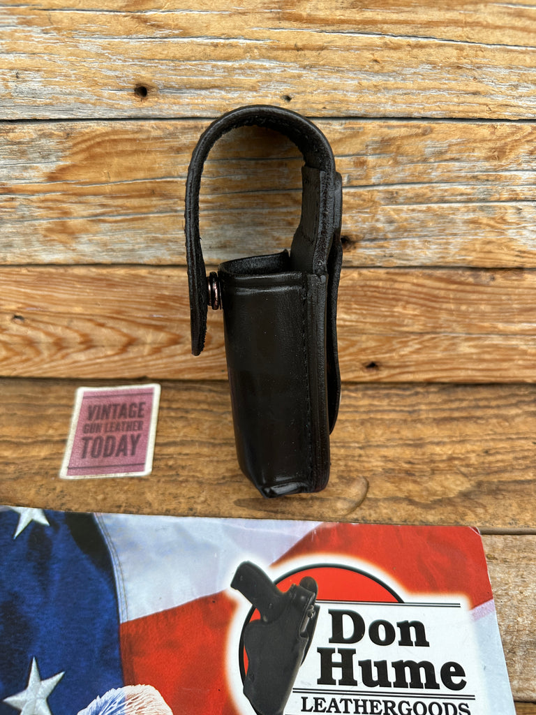 Don Hume Black Basket Leather Flashlight Carrier 1" Diameter x 5 1/4" Long HS