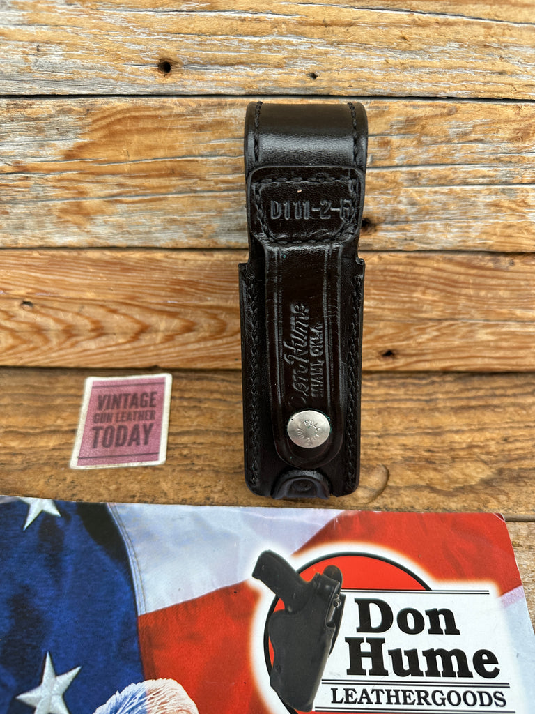 Don Hume Black Basket Leather Flashlight Carrier 1" Diameter x 5 1/4" Long HS
