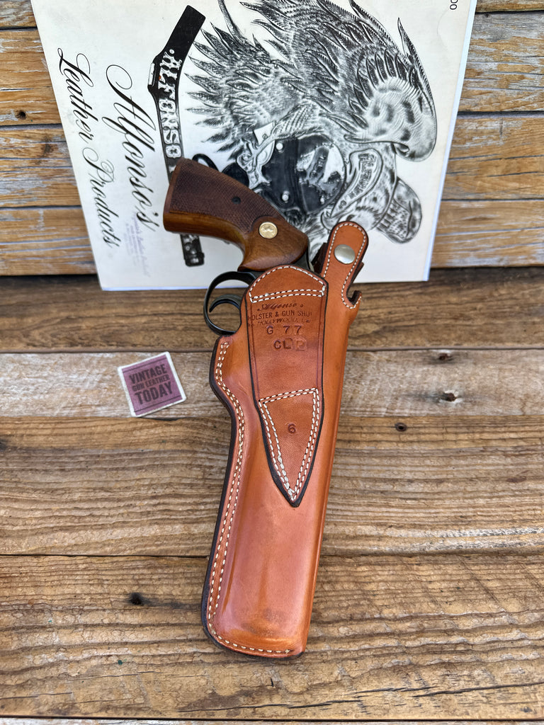 Alfonsos Brown Leather Holster For Colt Python 6 Revolver Lined S&W L 686 #3