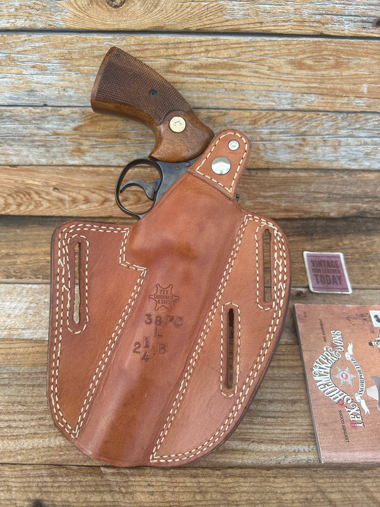 Tex Shoemaker Brown Basket Leather Holster For S&W L 686 / 586 Colt Python 6"