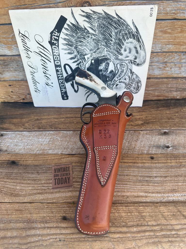 Alfonso's Brown Plain Leather Lined Holster for 6" S&W K  Frame Revolver LEFT #3