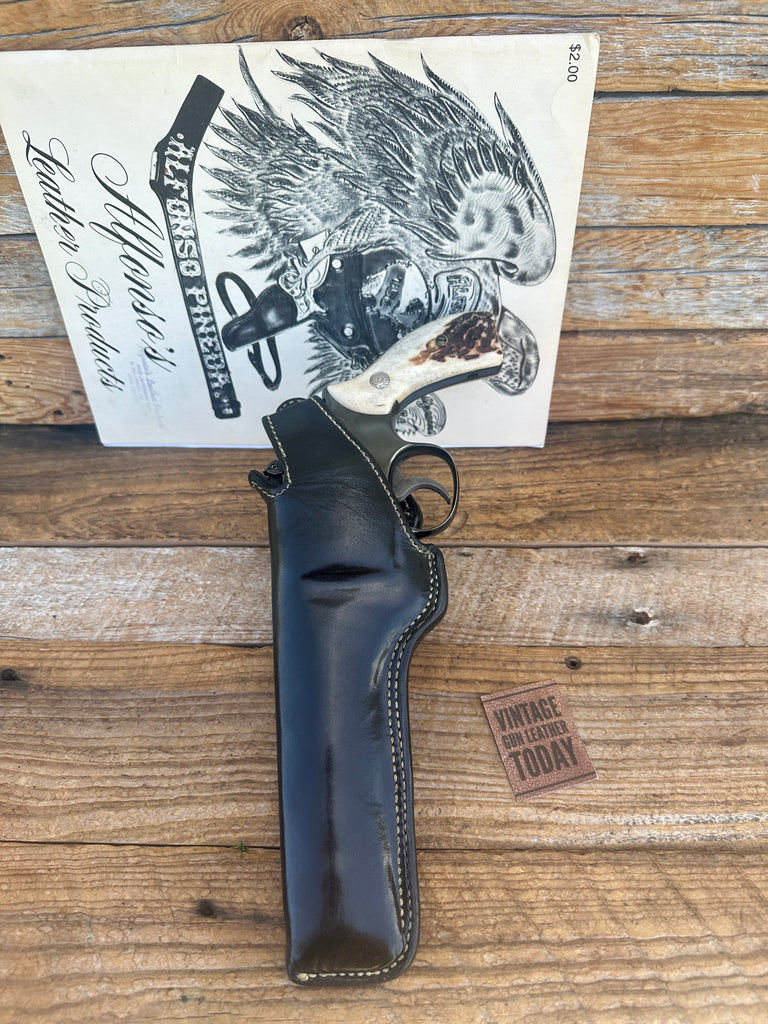 Alfonsos G77 Plain Black Leather Lined Holster for 6" Medium K Frame Revolver LD