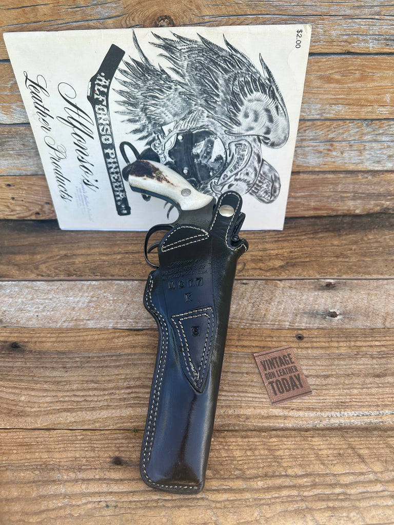 Alfonsos G77 Plain Black Leather Lined Holster for 6" Medium K Frame Revolver LD