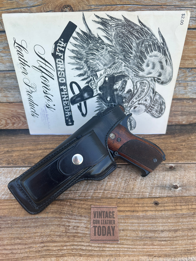 Alfonsos F67 Black Leather Holster Magazine Holder For S&W Model 59 Lined LEFT
