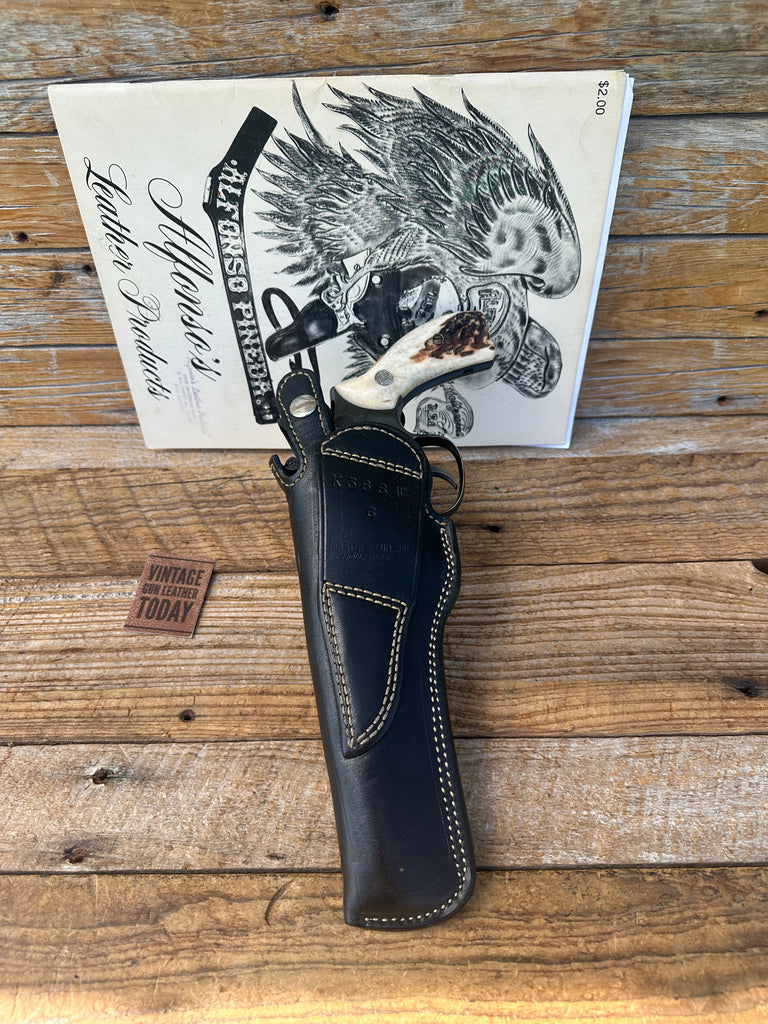 Alfonsos G77 Black Basketweave Leather Holster for 6" Medium K Frame Revolver SL