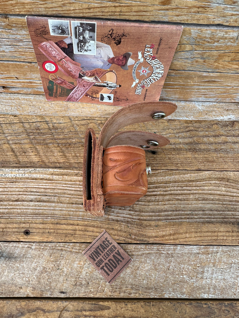 Vintage 70-80's Tex Shoemaker 101 K  Brown Floral Leather Triple Loader Holder B