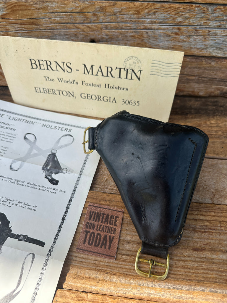 Vintage Berns Martin Black Leather Holster For S&W M&P 2" K Frame Model 10