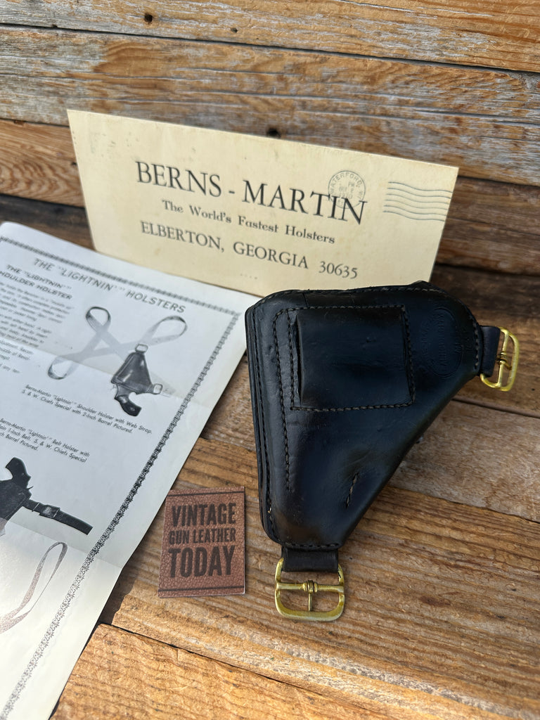 Vintage Berns Martin Black Leather Holster For S&W M&P 2" K Frame Model 10