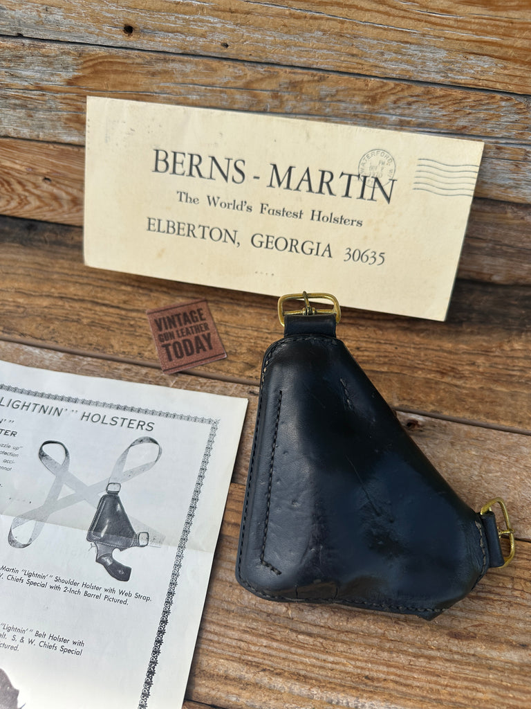 Vintage Berns Martin Black Leather Holster For S&W M&P 2" K Frame Model 10