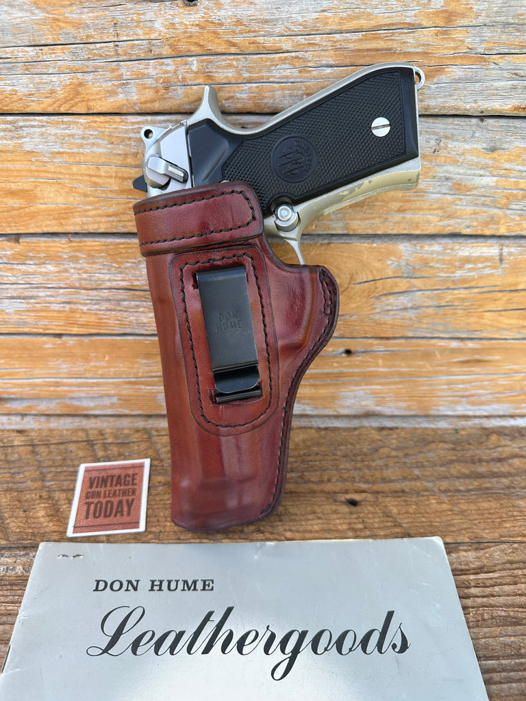 Vintage Don Hume H715 C Brown Leather Open Top IWB Holster For Beretta Brigadier